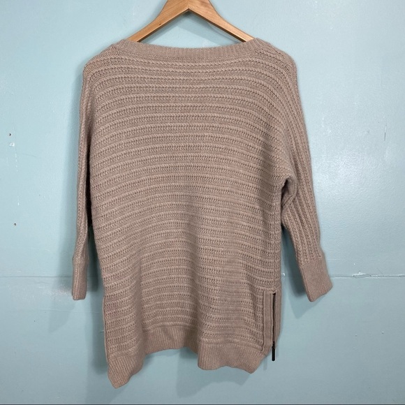 Garnet Hill Side Zipper Beige Knit Pullover Sweater Sz‎ M - Picture 6 of 8
